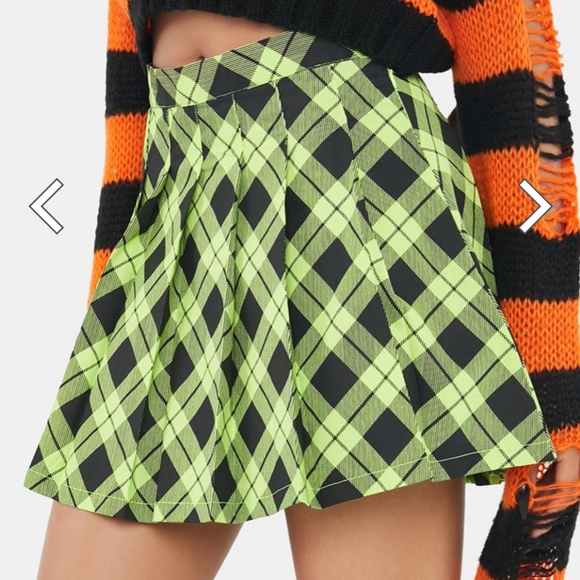 Dolls Kill Dresses & Skirts - Slime Haunted-to-meet-u-plaid-mini-skirt